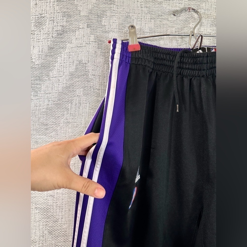 Y2K 2009 Adidas NBA Clima365 Lakers black and purple track pants size M - Picture 7 of 11